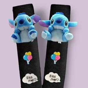 New 2pc Stitch Car Seat Belt Cover Set